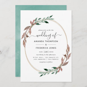 Watercolor Rustic Greenery Winter Wedding Invitation