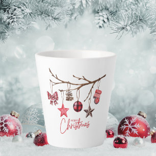 Watercolor Rustic Merry Christmas Latte Mug
