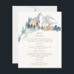 Watercolor Rustic Mountain Wedding Menu Card<br><div class="desc">Our "Rustic Mountain" collection features watercolor landscapes paired with wood slice decorative items creating a sophisticated nature inspired look. Colour scheme consists of muted browns and blues with a touch of green. All information is in a combination of a script and serif font. Check our store for more items from...</div>