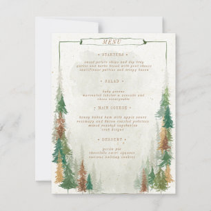 Watercolor Rustic Mountain Wedding Menu Card