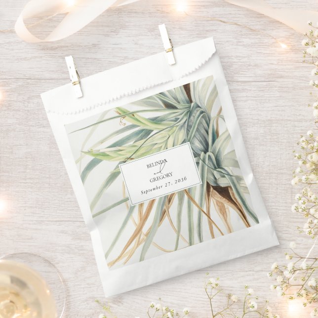 Watercolor Rustic Neutral Boho Botanical Wedding Favour Bags (Clipped)