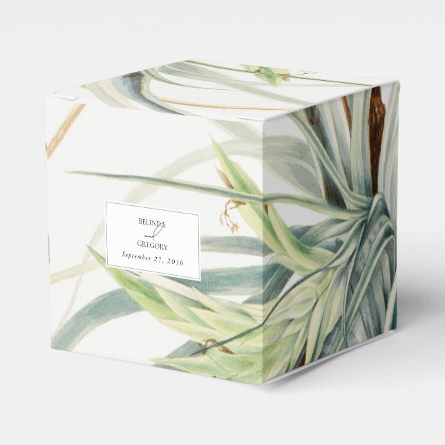 Watercolor Rustic Neutral Boho Botanical Wedding Favour Box (Front Side)