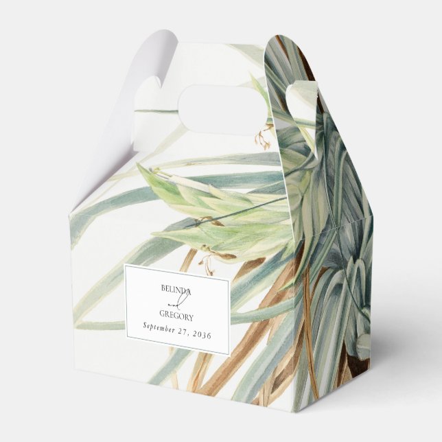 Watercolor Rustic Neutral Boho Botanical Wedding Favour Box (Front Side)