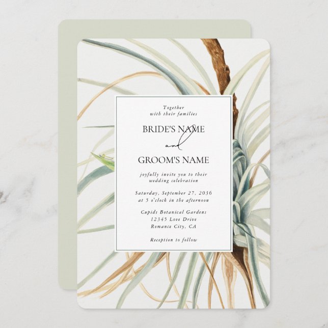 Watercolor Rustic Neutral Boho Botanical Wedding Invitation (Front/Back)