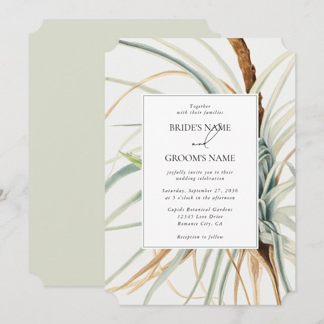 Watercolor Rustic Neutral Boho Botanical Wedding Invitation (Front/Back)