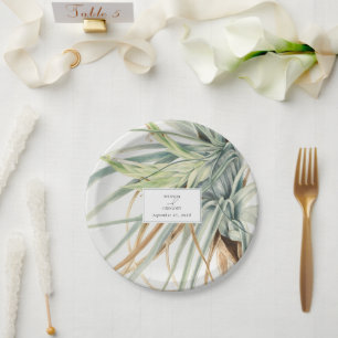 Watercolor Rustic Neutral Boho Botanical Wedding Paper Plate