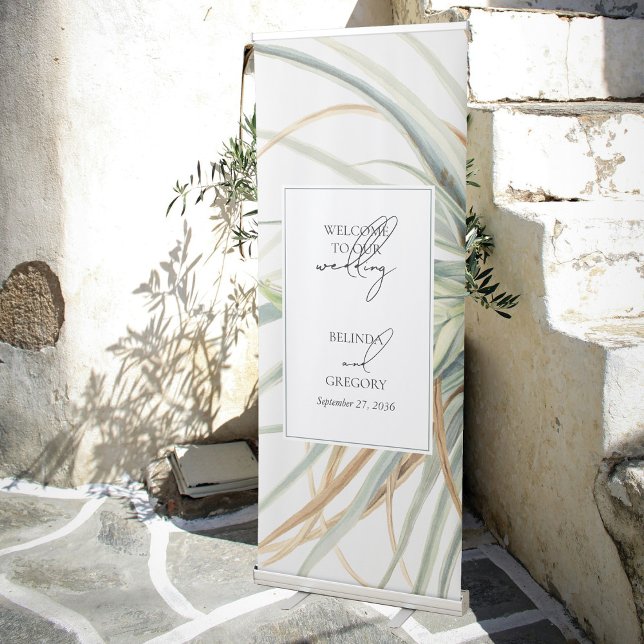 Watercolor Rustic Neutral Boho Botanical Wedding Retractable Banner (Watercolor Rustic Neutral Boho Botanical Wedding Retractable Banner)