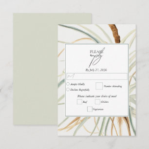 Watercolor Rustic Neutral Boho Botanical Wedding RSVP Card