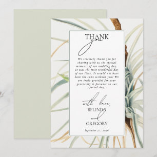 Watercolor Rustic Neutral Boho Botanical Wedding Thank You Card