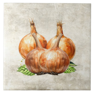 Watercolor Rustic Onion Faux Texture Tile