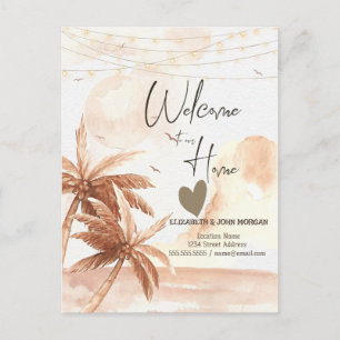 Watercolor Rustic Palms Announcement Postcard