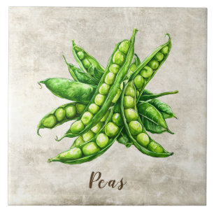 Watercolor Rustic Peas Faux Texture Tile