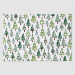  Watercolor Rustic Pine Tree Winter Forest  Tissue Paper