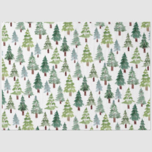 Watercolor Rustic Pine Tree Winter Forest   Tissue Paper