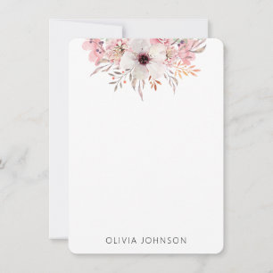 Watercolor Rustic Pink Floral Personalized Card