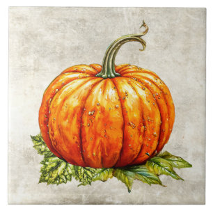 Watercolor Rustic Pumpkin Faux Texture Tile