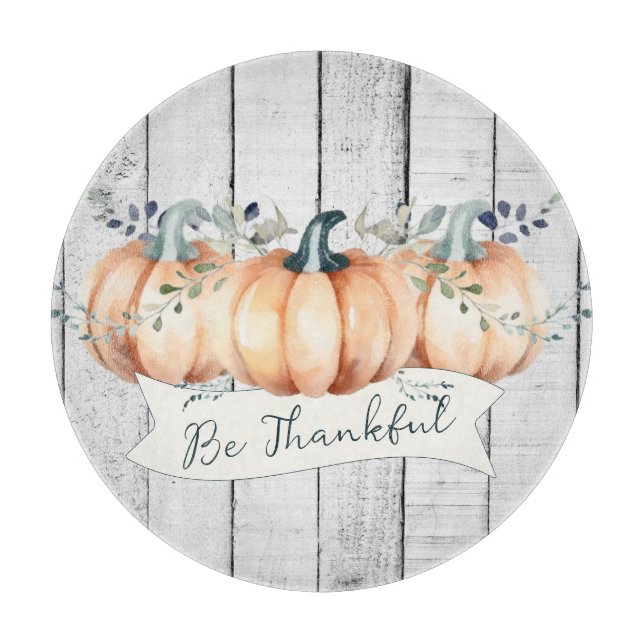 Watercolor Rustic Pumpkins Cutting Board (Front)