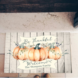 Watercolor Rustic Pumpkins Personalised Doormat