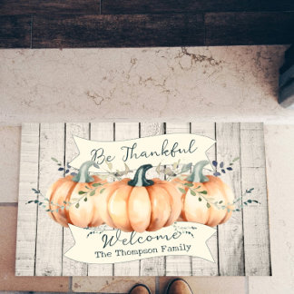 Watercolor Rustic Pumpkins Personalised Doormat