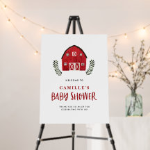 Watercolor Rustic Red Barn Farmhouse Baby Shower