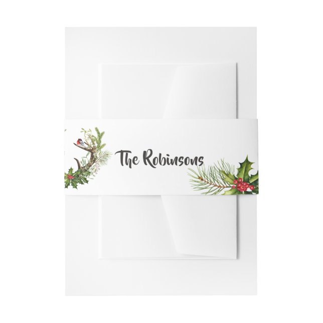 Watercolor Rustic Reindeer Christmas Invitation Belly Band (Front Example)