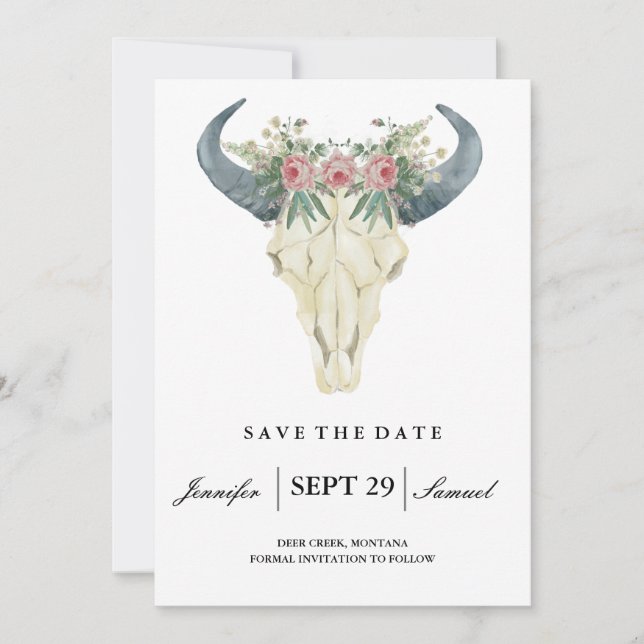 Watercolor Rustic Rodeo | Save the Date Roses (Front)