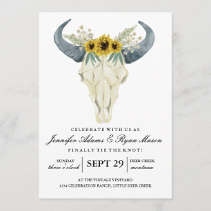 Watercolor Rustic Rodeo Wedding Flowers 2 Invitation