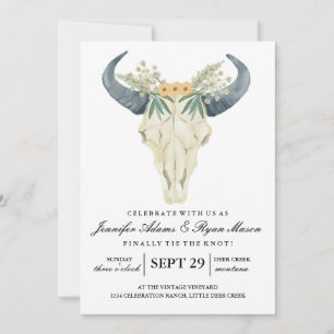 Watercolor Rustic Rodeo Wedding Flowers Invitation