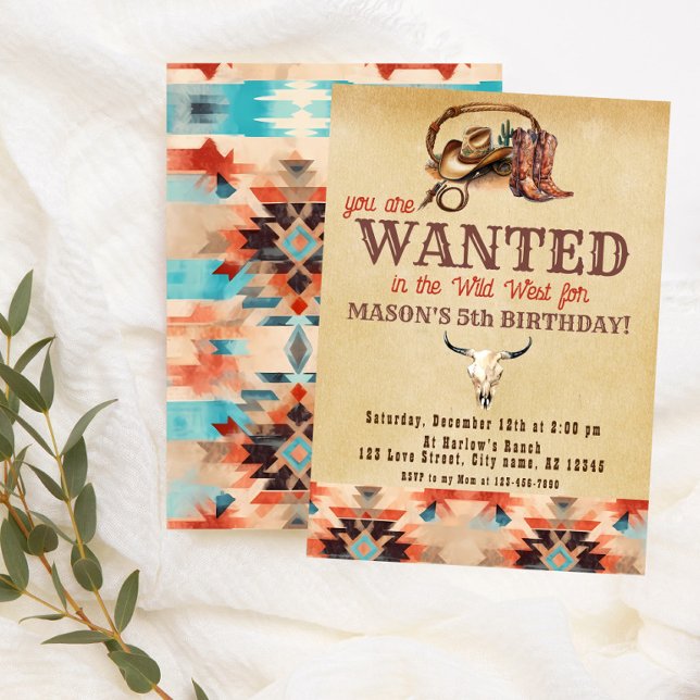 Watercolor Rustic Southwestern Cowboy Birthday Invitation (Creator Uploaded)