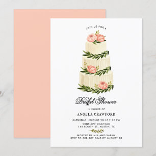 Watercolor Rustic Tiered Cake Bridal Shower Invitation