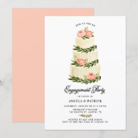 Watercolor Rustic Tiered Cake Engagement Party