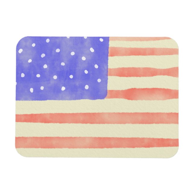Watercolor rustic USA American flag Magnet (Horizontal)
