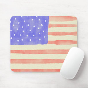 Watercolor rustic USA American flag Mouse Mat