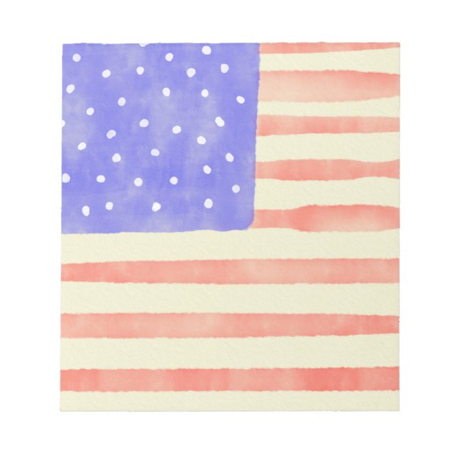Watercolor rustic USA American flag Notepad (Front)