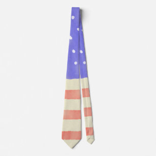 Watercolor rustic USA American flag Tie