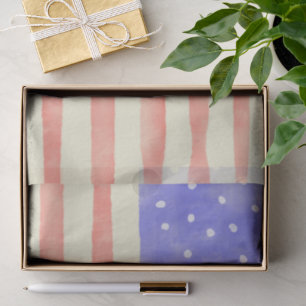 Watercolor rustic USA American flag Tissue Paper