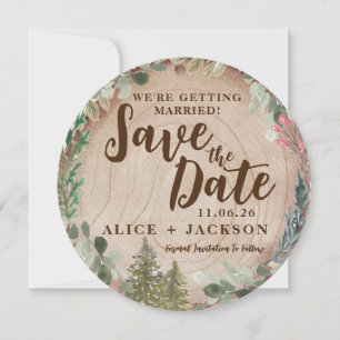 Watercolor Rustic Wedding Photo Wood Grain Invitation
