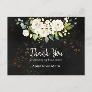 *~* Watercolor Rustic White Rose Bridal Shower Postcard