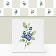 Watercolor Rustic Wild Blueberry Botanical Branch
