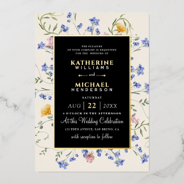 Watercolor Rustic wildflowers meadow Wedding (Front)