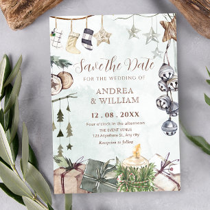 Watercolor rustic winter decor ornament wedding save the date