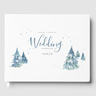 Watercolor Rustic Winter Tree Wedding Guest Book