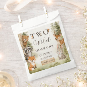 Watercolor Rustic Woodland Two Wild 2nd Birthday Favour Bags