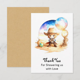 Watercolor: Saddle Up Cowboy Baby Shower  Thank You Card