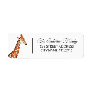 Watercolor Safari Animal Giraffe Return Address