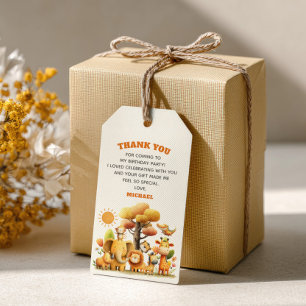 Watercolor Safari Animals 1st Birthday Thank You Gift Tags