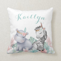 Watercolor Safari Animals Baby Nursery Girl
