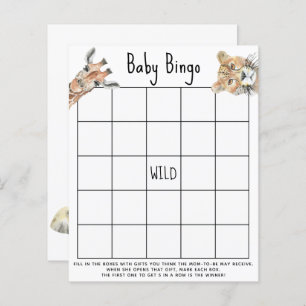 Watercolor SAFARI animals - Baby shower bingo game