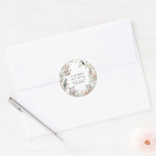 Watercolor Safari Animals Baby Shower Classic Round Sticker