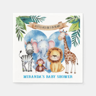 Watercolor Safari Animals Baby Shower Napkin